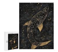 500 PCS Puzzle For Adults Gold Shark Abstract Art Jigsaws for Adults Relax Games Pattern Assembly Deal As Gifts for The Whole Family 500 PCS