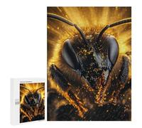 500 PCS Puzzle For Adults Golden Bee Close-Up Jigsaw Puzzles for Teenagers Staycation Kill Time Challenging To Complete Educational Family Game 500 PCS