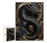 500 PCS Puzzle For Adults Golden Dragon Emperor Jigsaws for Adults Puzzle Enhance Memory Fun Activities at Home for Is Ideal As A Gift 500 PCS