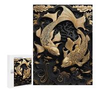 500 PCS Puzzle for Adults Golden Koi Fish Artwork Adult Jigsaw Puzzle Brain Teaser Game But Fun And Humorous Fun at Home Activities, 500 PCS