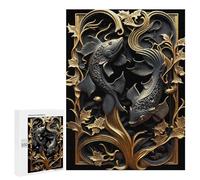 500 PCS Puzzle for Adults Golden Koi Fish Japan Art Puzzle For Teenagerss Improve Memory Fun Activities at Home Stress Reduction Gifts 500 PCS