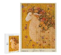 500 PCS Puzzle For Adults Gustav Klimt Sheep Floral Jigsaws for Adults Puzzle Enhance Memory Fun Activities at Home for Is Ideal As A Gift 500 PCS