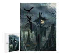 500 PCS Puzzle For Adults Halloween Scarecrow with Jack-o'-lantern Head Jigsaws for Adults Puzzle Improve Memory Wishlist with Santa Claus Stress Reduction Gifts 500 PCS