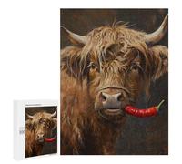 500 PCS Puzzle For Adults Highland Cow Red Pepper Jigsaws for Adults Puzzle Improve Memory Wishlist with Santa Claus Stress Reduction Gifts 500 PCS