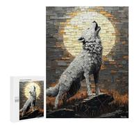 500 PCS Puzzle For Adults Howling Wolf Under Moonlight - Bold Impasto Artwork Jigsaws for Adults Relax Games Pattern Assembly Deal As Gifts for The Whole Family 500 PCS