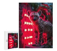 500 PCS Puzzle For Adults Hyena Portrait with Red Lighting Jigsaws for Adults Puzzle Improve Memory Wishlist with Santa Claus Stress Reduction Gifts 500 PCS