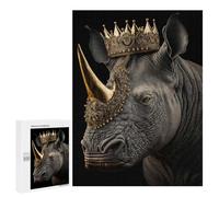 500 PCS Puzzle for Adults King Rhino Golden Art Deco Puzzle For Teenagerss Improve Memory Fun Activities at Home Stress Reduction Gifts 500 PCS