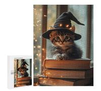 500 PCS Puzzle For Adults Kitten Witch on Books Jigsaw for Adults Relax Games Staycation Kill Time Deal As Gifts for The Whole Family 500 PCS