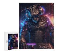 500 PCS Puzzle for Adults Leopard DJ in Neon Lights Adult Jigsaw Puzzle Brain Teaser Game But Fun And Humorous Fun at Home Activities, 500 PCS