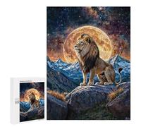 500 PCS Puzzle For Adults Lion on Rock with Moon And Stars Jigsaws for Adults Relax Games Pattern Assembly Deal As Gifts for The Whole Family 500 PCS