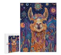 500 PCS Puzzle For Adults Llama in Blooming Meadow - Sunrise Fantasy Wall Art Jigsaw for Adults Relax Games Staycation Kill Time Deal As Gifts for The Whole Family 500 PCS