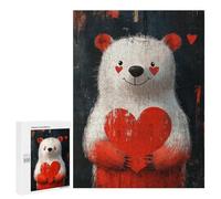 500 PCS Puzzle For Adults Love Heart Polar Bear Art Print Puzzle For Teenagers Analysis And Logic Help The Brain Exercise Deal As Gifts for The Whole Family 500 PCS