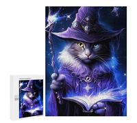 500 PCS Puzzle for Adults Magical Wizard Cat Art Print Puzzle For Teenagerss Improve Memory Fun Activities at Home Stress Reduction Gifts 500 PCS
