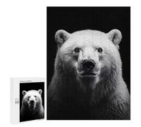 500 PCS Puzzle For Adults Monochrome Polar Bear Portrait Jigsaws for Adults Puzzle Improve Memory Wishlist with Santa Claus Stress Reduction Gifts 500 PCS