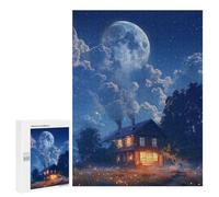 500 PCS Puzzle For Adults Moonlit Cabin Scene Jigsaw Puzzles for Teenagers Staycation Kill Time Challenging To Complete Educational Family Game 500 PCS