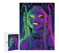 500 PCS Puzzle For Adults Neon Demon Girl Jigsaws for Adults Puzzle Enhance Memory Fun Activities at Home for Is Ideal As A Gift 500 PCS