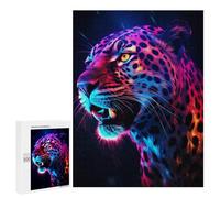 500 PCS Puzzle For Adults Neon Leopard Art Print Jigsaw Puzzles for Teenagers Staycation Kill Time Challenging To Complete Educational Family Game 500 PCS