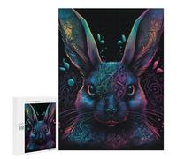 500 PCS Puzzle For Adults Neon Rabbit Art Print Jigsaws for Adults Puzzle Improve Memory Wishlist with Santa Claus Stress Reduction Gifts 500 PCS