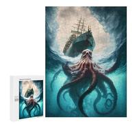 500 PCS Puzzle For Adults Octopus Vs. Ship Ocean Battle Jigsaw for Adults Relax Games Staycation Kill Time Deal As Gifts for The Whole Family 500 PCS
