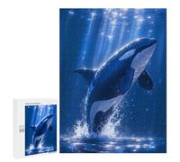 500 PCS Puzzle for Adults Orca Breaching in Blue Ocean Waters Puzzle For Teenagerss Improve Memory Fun Activities at Home Stress Reduction Gifts 500 PCS
