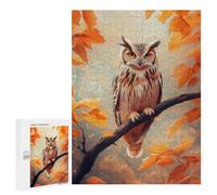 500 PCS Puzzle For Adults Owl Perched on Branch in Autumn Jigsaws for Adults Puzzle Enhance Memory Fun Activities at Home for Is Ideal As A Gift 500 PCS