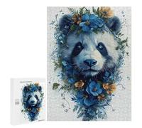 500 PCS Puzzle For Adults Panda with Floral Crown Jigsaws for Adults Puzzle Enhance Memory Fun Activities at Home for Is Ideal As A Gift 500 PCS