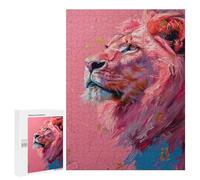 500 PCS Puzzle For Adults Pink Lion Art Print-1 Puzzle For Teenagers Analysis And Logic Help The Brain Exercise Deal As Gifts for The Whole Family 500 PCS