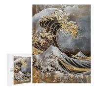 500 PCS Puzzle For Adults Precious Metal Japan Wave Jigsaws for Adults Puzzle Enhance Memory Fun Activities at Home for Is Ideal As A Gift 500 PCS