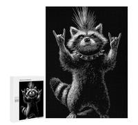 500 PCS Puzzle For Adults Punk Raccoon Rock And Roll Jigsaws for Adults Puzzle Enhance Memory Fun Activities at Home for Is Ideal As A Gift 500 PCS