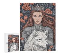 500 PCS Puzzle for Adults Queen with Wolf And Floral Background Adult Jigsaw Puzzle Relaxing Games Birthday Present Unique Birthday And Xmas Gifts 500 PCS