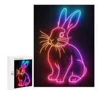 500 PCS Puzzle For Adults Rabbit Neon Animal Jigsaw for Adults Relax Games Staycation Kill Time Deal As Gifts for The Whole Family 500 PCS