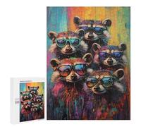 500 PCS Puzzle For Adults Raccoons in Sunglasses Jigsaws for Adults Relax Games Pattern Assembly Deal As Gifts for The Whole Family 500 PCS