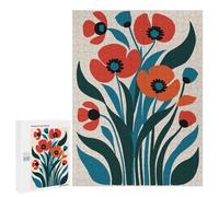 500 PCS Puzzle for Adults Red Poppy Bouquet Puzzle For Teenagerss Improve Memory Fun Activities at Home Stress Reduction Gifts 500 PCS
