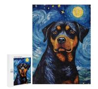 500 PCS Puzzle For Adults Rottweiler Starry Night Jigsaw for Adults Relax Games Staycation Kill Time Deal As Gifts for The Whole Family 500 PCS
