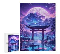500 PCS Puzzle For Adults Sakura Moonlit Lake Jigsaws for Adults Puzzle Enhance Memory Fun Activities at Home for Is Ideal As A Gift 500 PCS