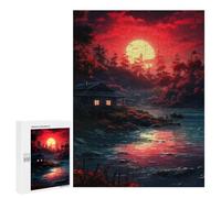 500 PCS Puzzle For Adults Serene Sunset Cabin Reflections Jigsaw Puzzles for Teenagers Staycation Kill Time Challenging To Complete Educational Family Game 500 PCS