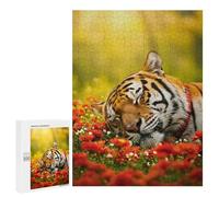 500 PCS Puzzle For Adults Sleeping Tiger in A Field of Flowers Jigsaw for Adults Relax Games Staycation Kill Time Deal As Gifts for The Whole Family 500 PCS