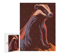 500 PCS Puzzle For Adults Stylized Badger Illustration Jigsaws for Adults Relax Games Pattern Assembly Deal As Gifts for The Whole Family 500 PCS