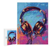 500 PCS Puzzle For Adults Vibrant Headphones Art Print Jigsaw Puzzles for Teenagers Staycation Kill Time Challenging To Complete Educational Family Game 500 PCS