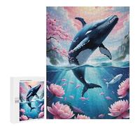 500 PCS Puzzle For Adults Whale Breaching Floral Seascape Jigsaws for Adults Relax Games Pattern Assembly Deal As Gifts for The Whole Family 500 PCS