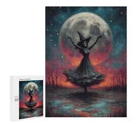 500 PCS Puzzle For Adults Witch Skeleton Dancing Under Full Moon Jigsaws for Adults Relax Games Pattern Assembly Deal As Gifts for The Whole Family 500 PCS