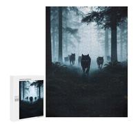 500 PCS Puzzle For Adults Wolf Pack in Foggy Forest Jigsaw for Adults Relax Games Staycation Kill Time Deal As Gifts for The Whole Family 500 PCS