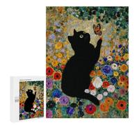 500 PCS Puzzle For Teenagers Black Cat Butterfly Garden Adult Jigsaw Puzzles Difficult Hard Challenging To Complete Challenging Family Fun Game 500 PCS