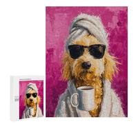 500 PCS Puzzle For Teenagers Chill Pup with Coffee Mug -2 Adult Jigsaw Puzzles Difficult Hard Challenging To Complete Challenging Family Fun Game 500 PCS