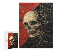 500 PCS Puzzle For Teenagers Cracked Skull Artwork Adult Jigsaw Puzzles Difficult Hard Challenging To Complete Challenging Family Fun Game 500 PCS