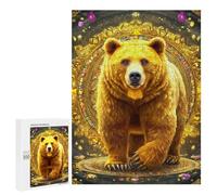500 PCS Puzzle For Teenagers Golden Bear Mandala Art Print Adult Jigsaw Puzzles Difficult Hard Challenging To Complete Challenging Family Fun Game 500 PCS