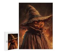 500 PCS Puzzle For Teenagers Halloween Pumpkin Scarecrow Art Print Adult Jigsaw Puzzles Difficult Hard Challenging To Complete Challenging Family Fun Game 500 PCS