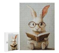 500 PCS Puzzle For Teenagers Rabbit Reading Book Painting Adult Jigsaw Puzzles Stress Reliever Challenging To Complete Birthday And Unique Gifts 500 PCS