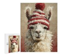 500 PCS Puzzle For Teenagers Winter Llama Hat Painting Adult Jigsaw Puzzles Difficult Hard Challenging To Complete Challenging Family Fun Game 500 PCS