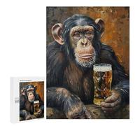 500 PCS Puzzle For Teenagerss Beer Drinking Monkey Puzzles for Adults Hands-on Game Pattern Assembly Unique Gifts for Birthday And Christmas 500 PCS